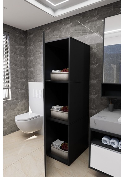 Lavina Banyo Kirli Sepetli Çamaşır Dolabı Antrasit Antrasit