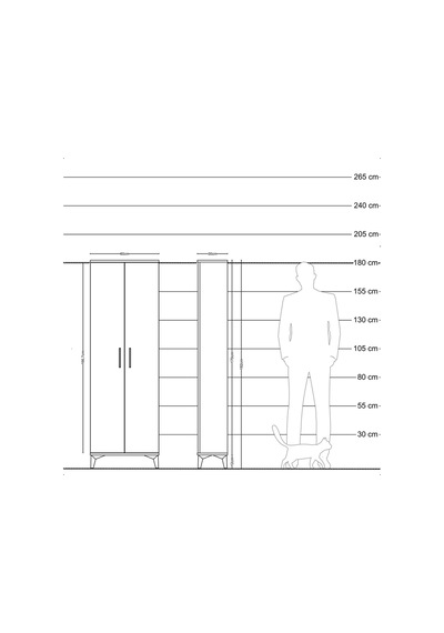 Arges Dolap 4 Raflı 2 Kapaklı 60x30x182 Antrasit-çam Antrasit