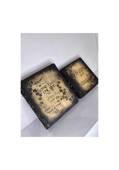 Kitap Kutu Seti 2'li Büyük Boy Ev Dekorasyon Ürünleri Özel Tasarım Siyah - 863570588