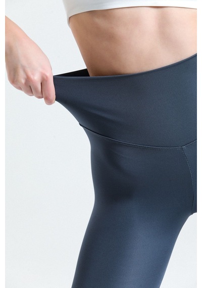 Thiff Gymwear Caramel Yüksek Bel Toparlayıcı Dalgıç Kumaş Spor Günlük Tayt Antrasit