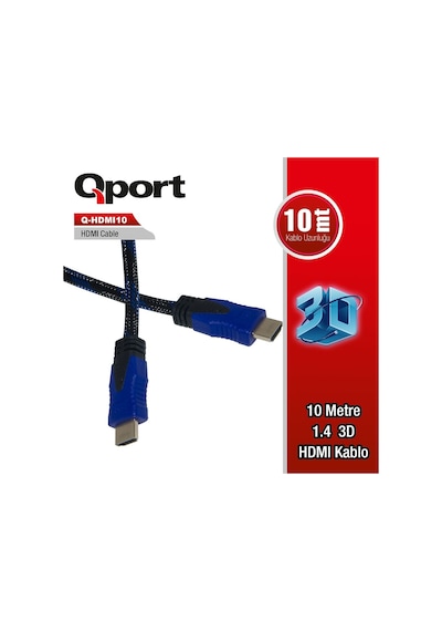 QPORT Q-HDMI10 HDMI KABLO 10MT Ver1.4 ALTIN UÇLU 3D