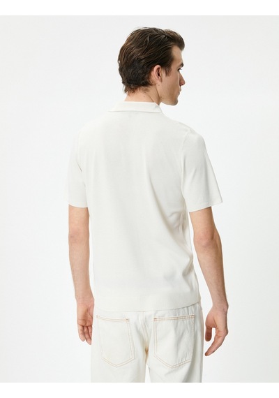 Koton Polo Yaka Triko Kazak Slim Fit Kısa Kollu Kırçıllı Ekru 4sam70008ht Ekru