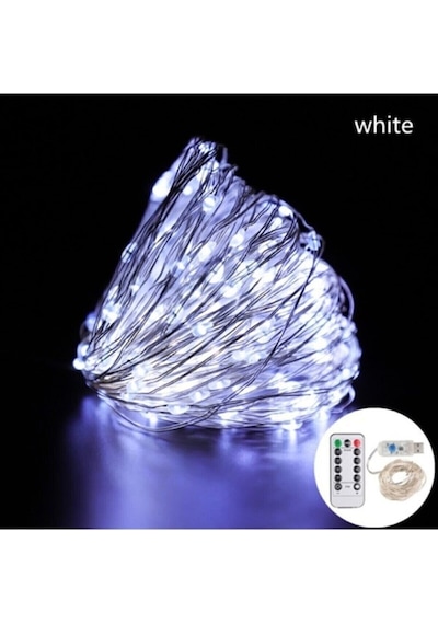 8 Modlu Usb'li Kumandalı Peri Led 10 Metre Beyaz - Beyaz