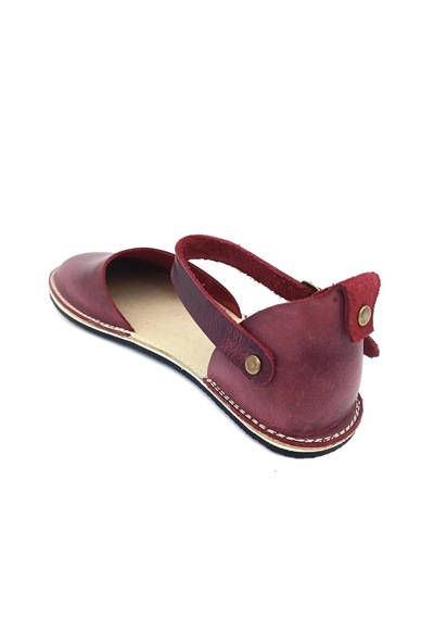 Bodhi Handcraft Kadın Barefoot Hakiki Deri Minimalist Günlük Sandalet El İmalatı Bordo