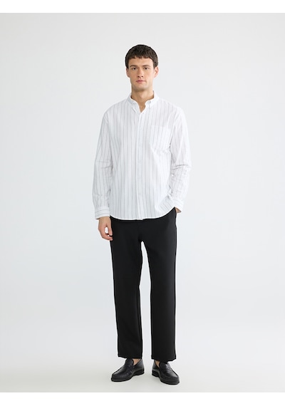 Lcw Vision Beyaz Regular Fit Çizgili Oxford Erkek Gömlek