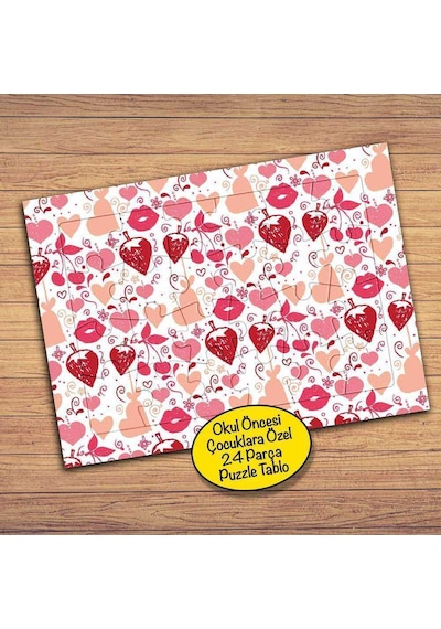 Çilek Kiraz Meyveler Çocuklara Özel Puzzle Yapboz Tablo-223pz