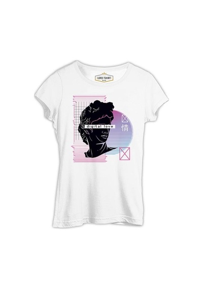 Statue Digital Love Beyaz Kadın Tshirt 001