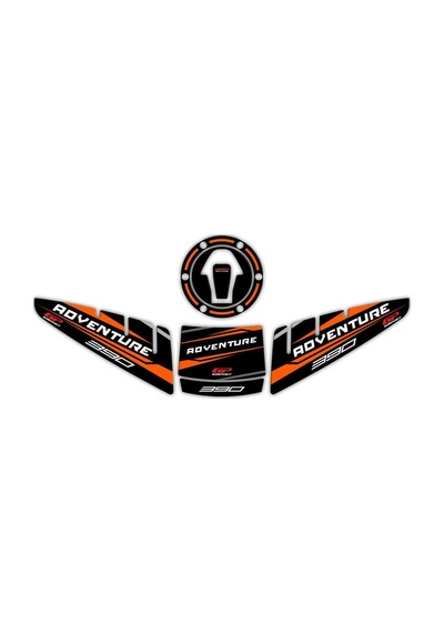GP Kompozit  KTM 390 Adventure 2020-2024 Uyumlu Tank Pad Seti Siyah-Turuncu