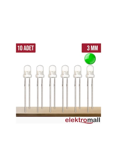 3Mm Şeffaf Led - 10 Adet Kırmızı