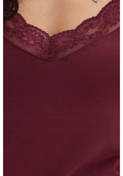 Tudors Kadın V Yaka Dantelli Atlet Aks-2632-50684 Bordo