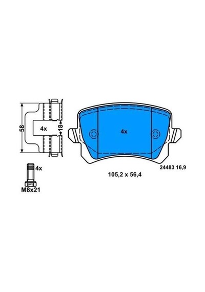 BOSCH 986494344 Fren Balatası Arka Passat B7 10- Sharan 10- Tiguan 07- / A6 01- Q3 11- / Alhambra 10-