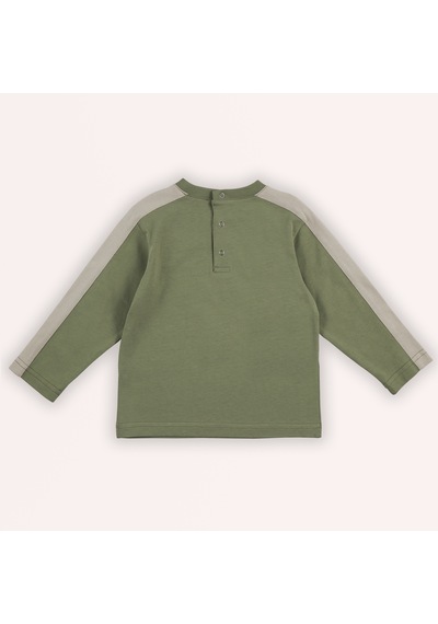 Panço Erkek Çocuk Baskılı Uzun Kollu T-shirt Bej Haki