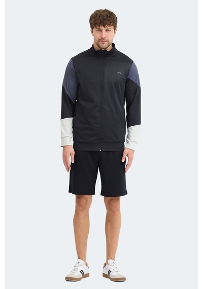 Slazenger Kylora Erkek Dik Yaka Fermuarlı Siyah Sweatshırt Siyah