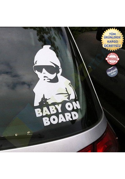 Baby On Board Arabada Bebek Var Cam Oto Sticker Etiket Yapıştırma