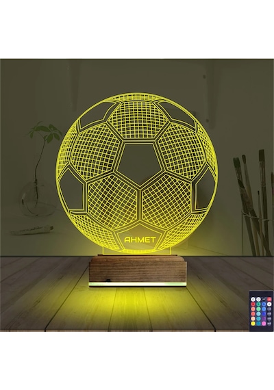 Luvivia Futbol Topu Futbolcu Taraftar Kişiye Özel 3d Lamba - Masa Gece Lambası Şeffaf