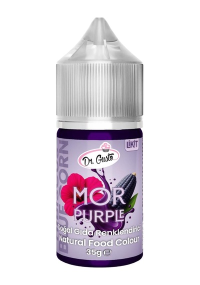 Likit Mor Doğal Gıda Boyası 35 G Bitkisel Kaynaklı, Pasta Ve Tatlılar İçin Katkısız Sıvı Renk Boyası