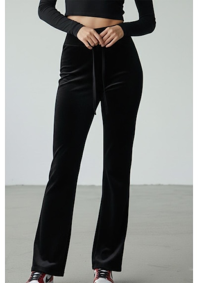 Fit Women Kadife İspanyol Paça Pantolon 4435 Siyah