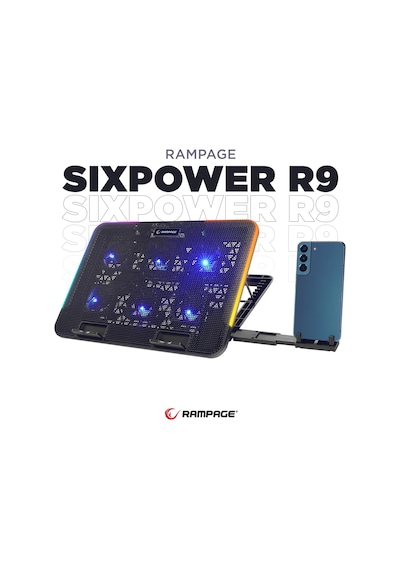 Sıxpower R9 6 Fan Rgb Işıklı Telefon Tutuculu Notebook Soğutucu