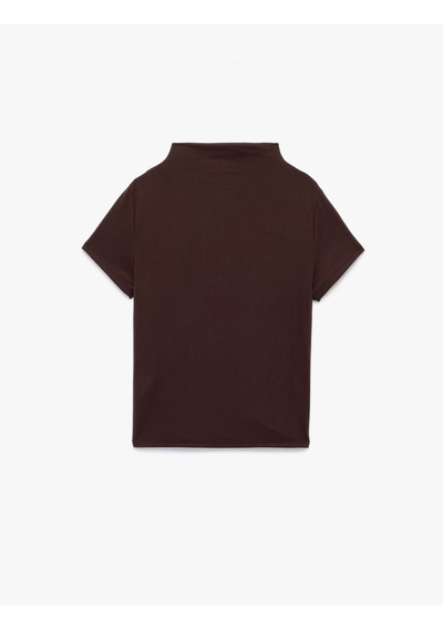 Koton Modal Kumaş Slim Fit Drapeli Kısa Kollu Geniş Dik Yaka Bluz Kahverengi 7wak70002ek Kahve Koton Modal Kumaş Slim Fit Drapeli Kısa Kollu Geniş Dik Yaka Bluz Kahverengi 7wak70002ek Kahve