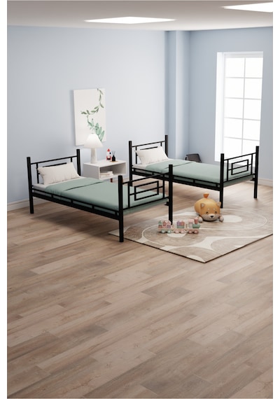 Moblay Defne Genç Çocuk Yatak Odası Metal Ranza Ve Karyola 90x200 Siyah 90 x 200