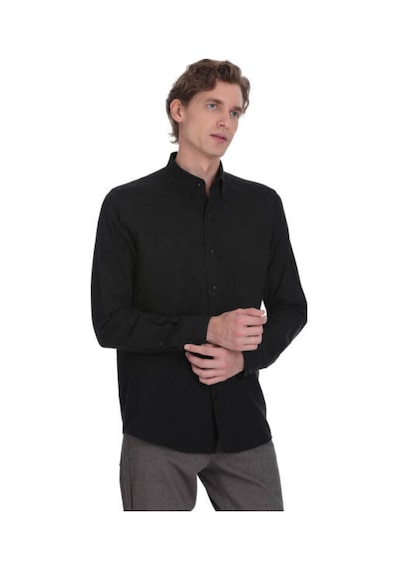 Hatemoğlu Siyah Comfort Fit 100% Pamuk Düğmeli Yaka Uzun Kollu Casual Gömlek 4111999 Hatemoğlu Siyah Comfort Fit 100% Pamuk Düğmeli Yaka Uzun Kollu Casual Gömlek 4111999