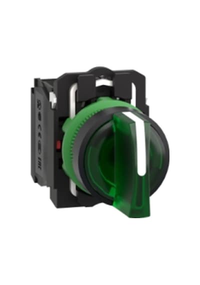 Schneider Electric XB5AK133B5 Yeşil Işıklı Mandal Buton Ø22 3 Konumlu Sabit 1NA+1NK 24V