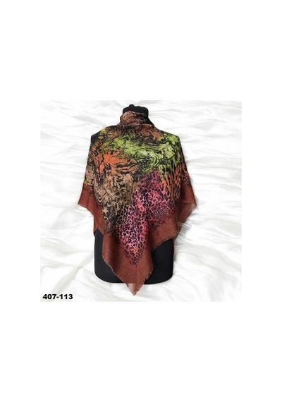 Soft İpek Desenli Flamlı Kotton Eşarp 407-113 Çok Renkli