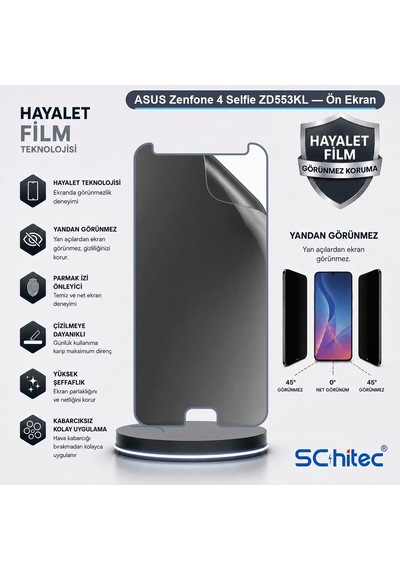 Zenfone 4 Selfie Zd553kl Uyumlu Ön Yüzey Hayalet Privacy Hidrojel Ekran Koruyucu
