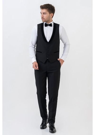 White Stone Meksiko D112 Şal Yaka Slim Fit Damatlık Takım Elbise Siyah - 44 Siyah