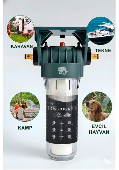 Car-fil Crf-10-sp-eu Taşınabilir 10" Su Filtresi 5 Mikron Pp Karavan Tekne Kamp Için