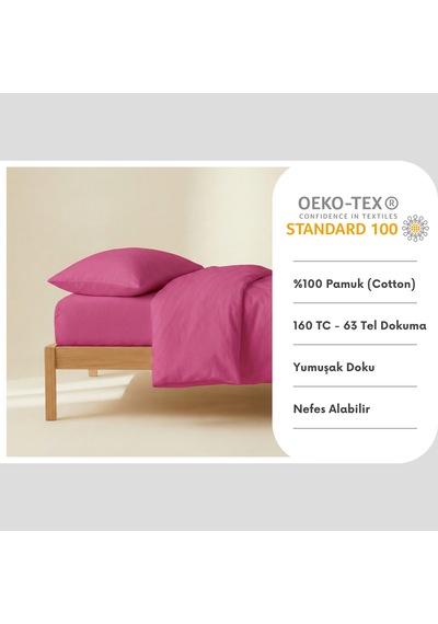 Prime Sleeks %100 Pamuk Yastık Kılıfı 2 Adet - Fuşya - 50x70cm Fuşya