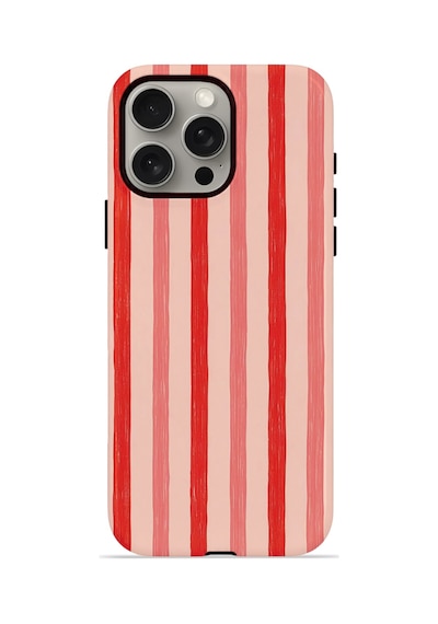 Apple iPhone Uyumlu 15 Pro Vorian Çift Katmanlı Kılıf Coral Cream Stripe