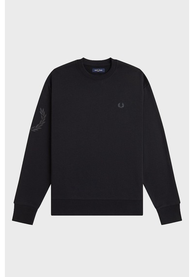 Fred Perry %100 Pamuk Regular Fit Bisiklet Yaka Sweat Erkek Sweat M3622 102 Siyah