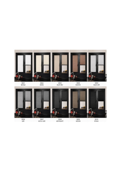 Hanedizayn Isıcam Plise Perde Delmeden Montaj Güneş Kırıcı Ölçüye Özel Üretim Cam Balkon, Mutfak, Ofis Ve Tüm Pvc Pencereler İçin Çok Renkli 3809vızon
