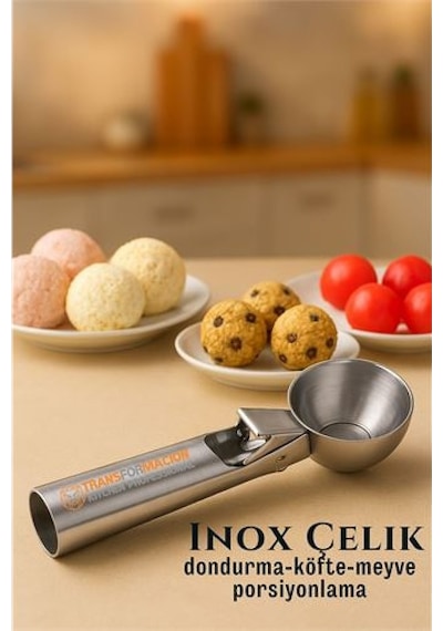Inox 5 Cm Dondurma Kaşığı - Karpuz Kurabiye Köfte Helva Porsiyonlama