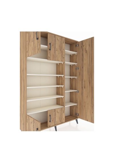 Arges Dolap 11 Raflı 5 Kapaklı 132x30x195 Çam-çam/aytaşı Çam