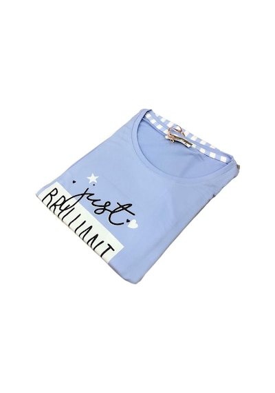 Seamlife Kadın Extra Yumuşak %100 Pamuk Milan Kısa Kollu Pijama Takımı Mavi