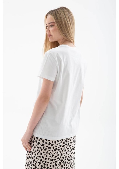 Fashion Friends Baskılı Pamuklu Beyaz Kadın T-shirt 25y0433k1 Beyaz