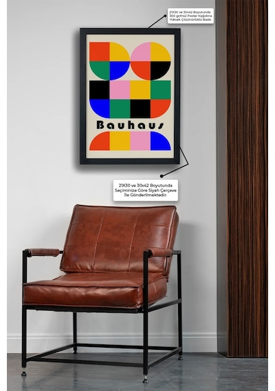 Bauhaus Seri-e Color V1 Siyah Çerçeveli Poster Tablo