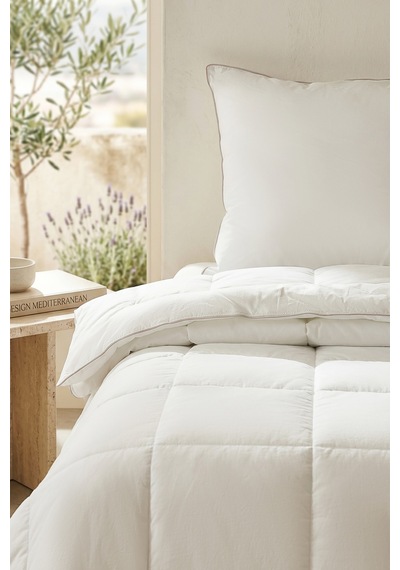 Ocean Home Textile Pamuk Saten Biyeli Mikrojel Tek Kişilik Yastık Yorgan Seti 1 Adet 155 X 215 / 1 Adet 50 X 70 Cm Beyaz