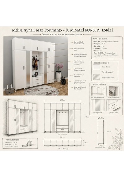 Melisa Aynalı Max Portmanto Çok Renkli Melisa Aynalı Max Portmanto Çok Renkli