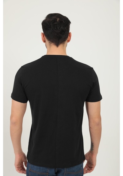 Erkek Bisiklet Yaka Regular Fit Carbon Fırçalı Tişört Siyah Erkek Bisiklet Yaka Regular Fit Carbon Fırçalı Tişört Siyah
