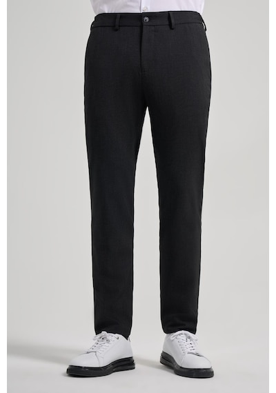 İmza Siyah Kendinden Desenli Yan Cep Slim Fit Jogger Pantolon 1003250161 Siyah
