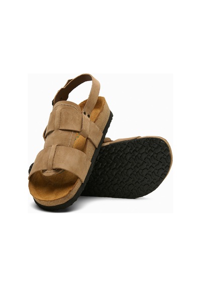 Comfortfusse Likya - Erkek Ortopedik Hakiki Deri Sandalet Kum Nubuk Deri
