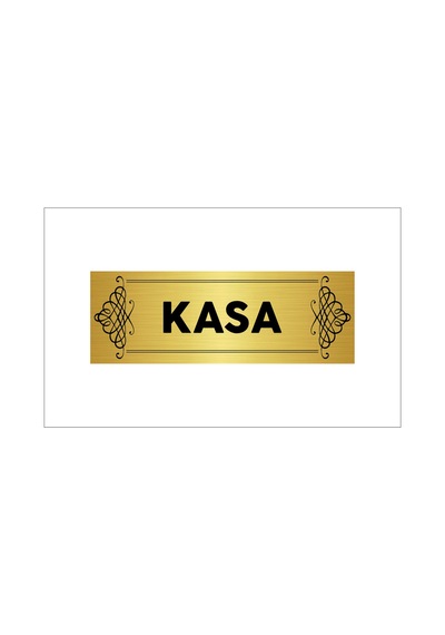 Kasa Yazılı Gold Renk Metal Etiket