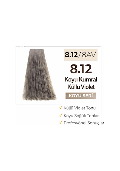 Dna Saç Boyası Kalıcı Prof Krem Boya Yoğun Pigment & Parlaklık 8.12 Açık Kumral Küllü Viyole 100ml