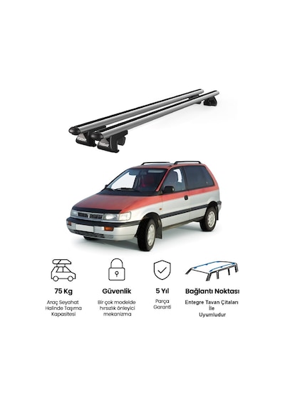 Venüs Mitsubishi Space Runner 3+5 Doors 1991-2001 Uyumlu Gri Ara Atkı Port Bagaj Tavan Barı