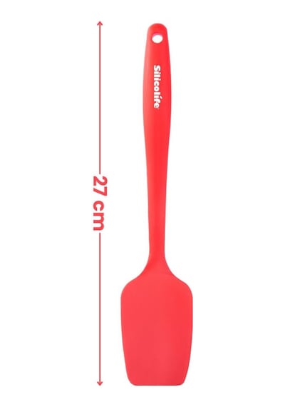 Silicolife Kaşık Spatula, Isıya Dayanıklı Yanmaz Yapışmaz Tek Parça Silikon Kaşık Spatula 27cm Kırmızı Kırmızı