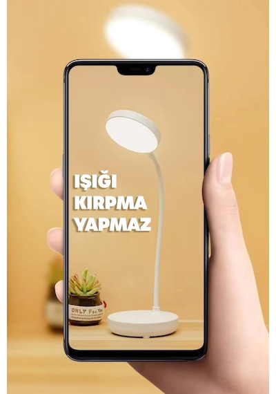 Şarjlı Masa Lambası Işık Ayarlanabilir Telefon Tutuculu Ders Çalışma Okuma Işığı Doğal Işık 1023 Beyaz