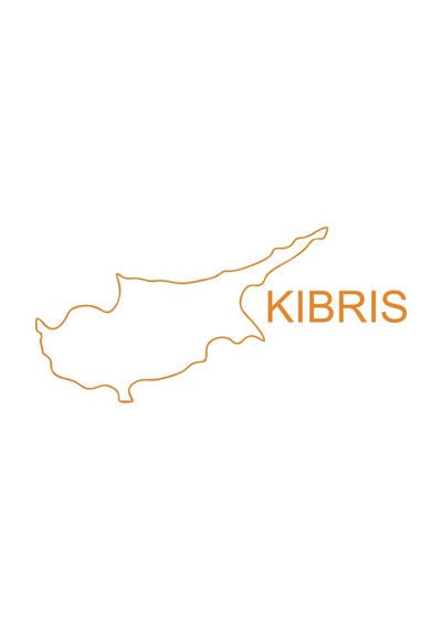 Kıbrıs Harita Araba Sticker 17x17 Cm Turuncu
